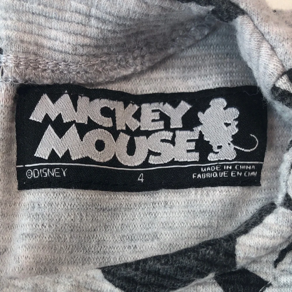 Disney Mickey Mouse Kids Dress Gray Black Red Sleeves Flounce Skirt Girls size 4